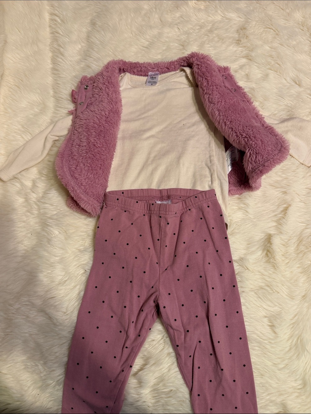 Carter's Mauve Pink Faux Fur Vest with Satin Bow Detail - Picture 3 of 4